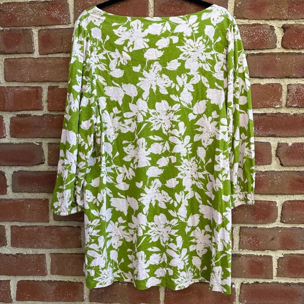 Soft Surroundings $89 Ainsley Linen Blend Tunic Pink Green Floral 1X NEW - Picture 8 of 10